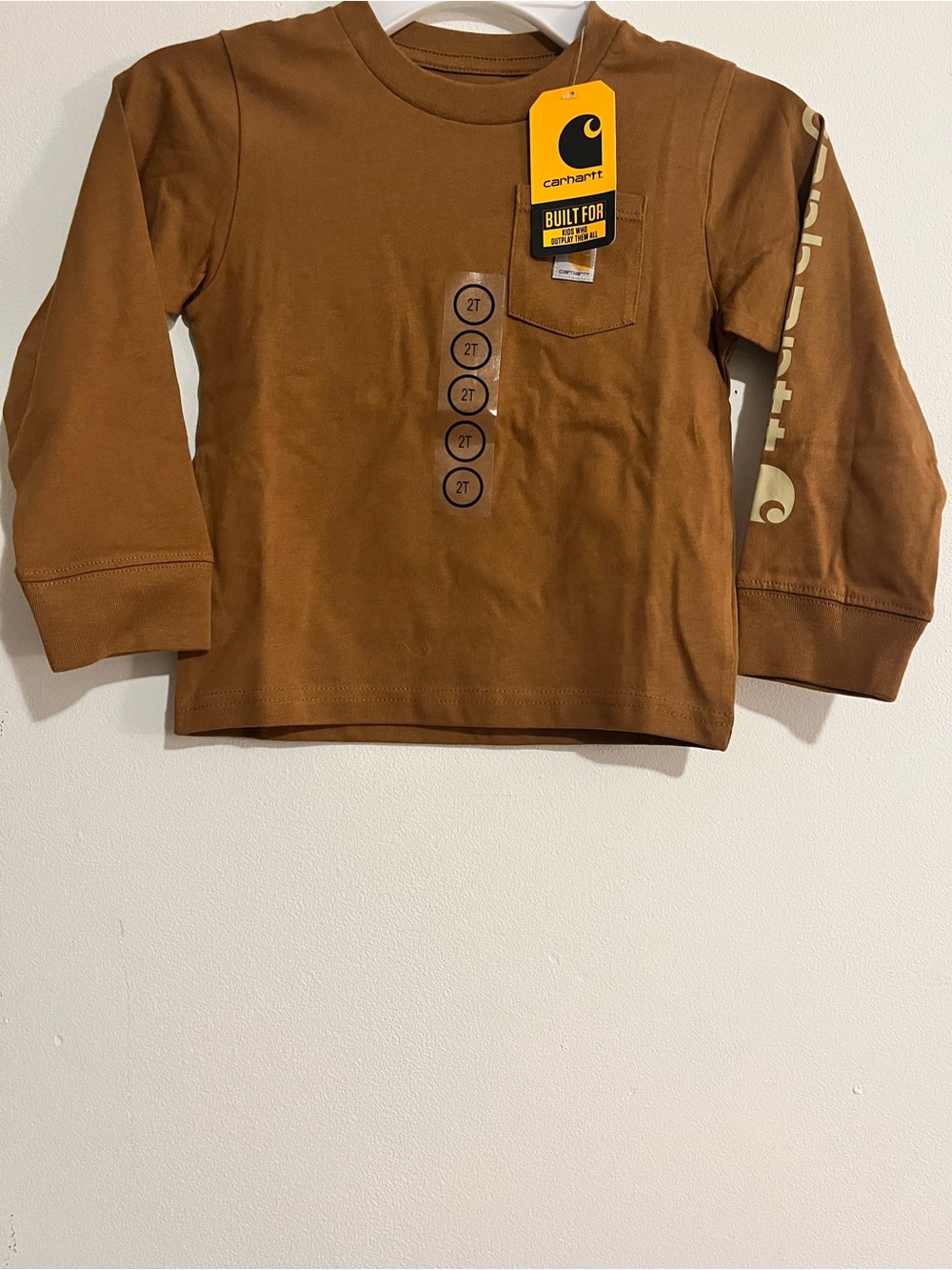 Carhartt Toddlers Brown Long Sleeve Teeshirt Size 2T New With Tags